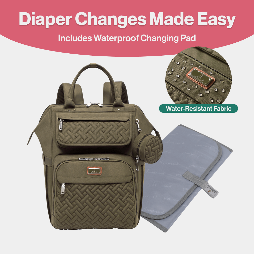 Wide Top Diaper Backpack Army Green