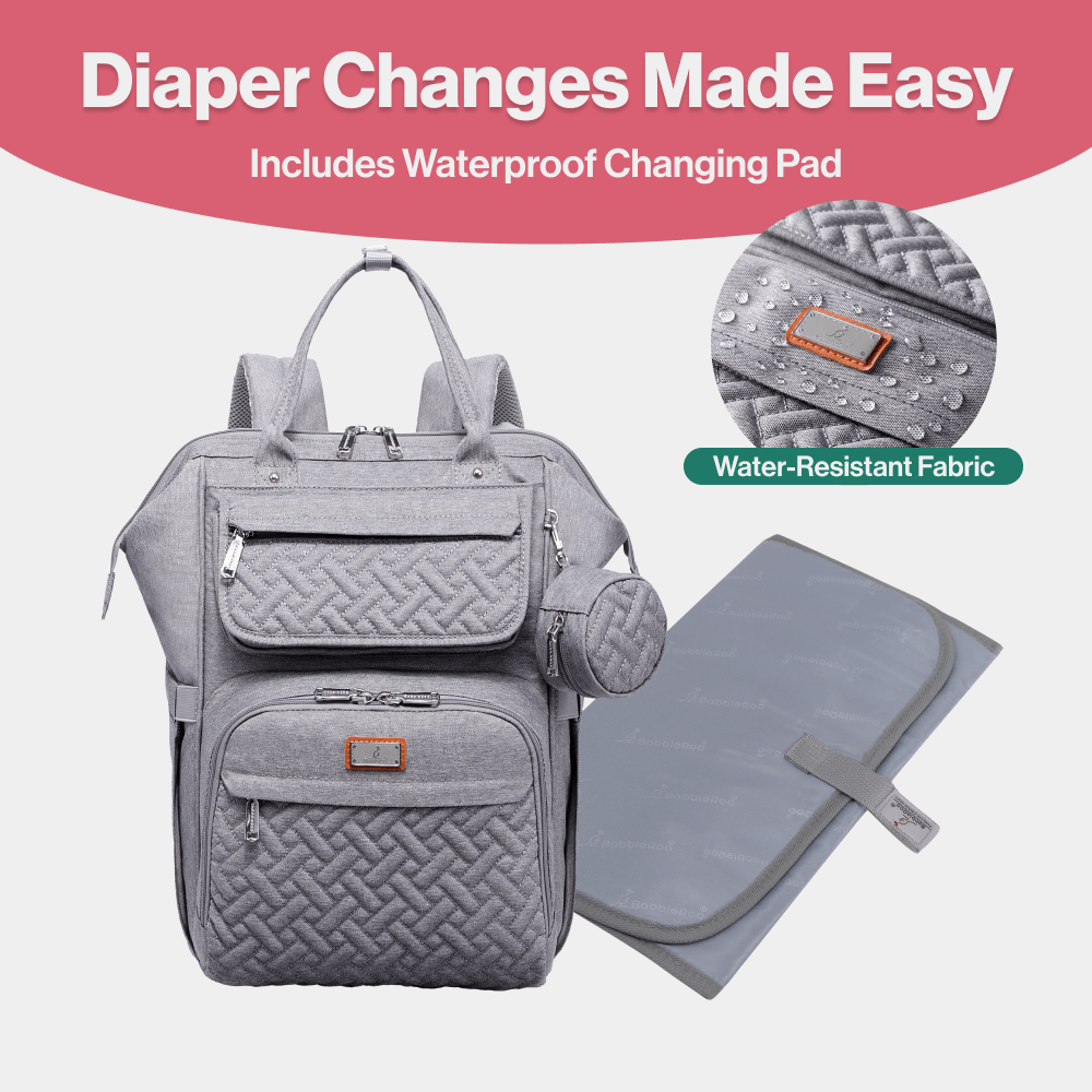 Wide Top Diaper Backpack Light Gray