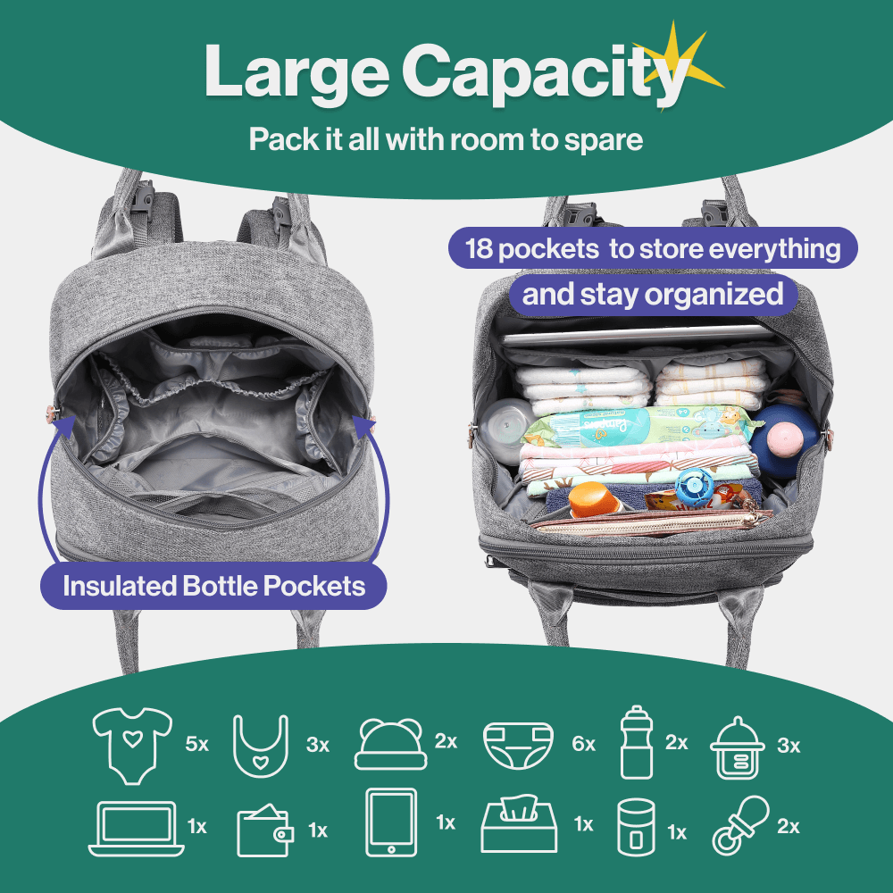 Original Diaper Backpack - Light Gray