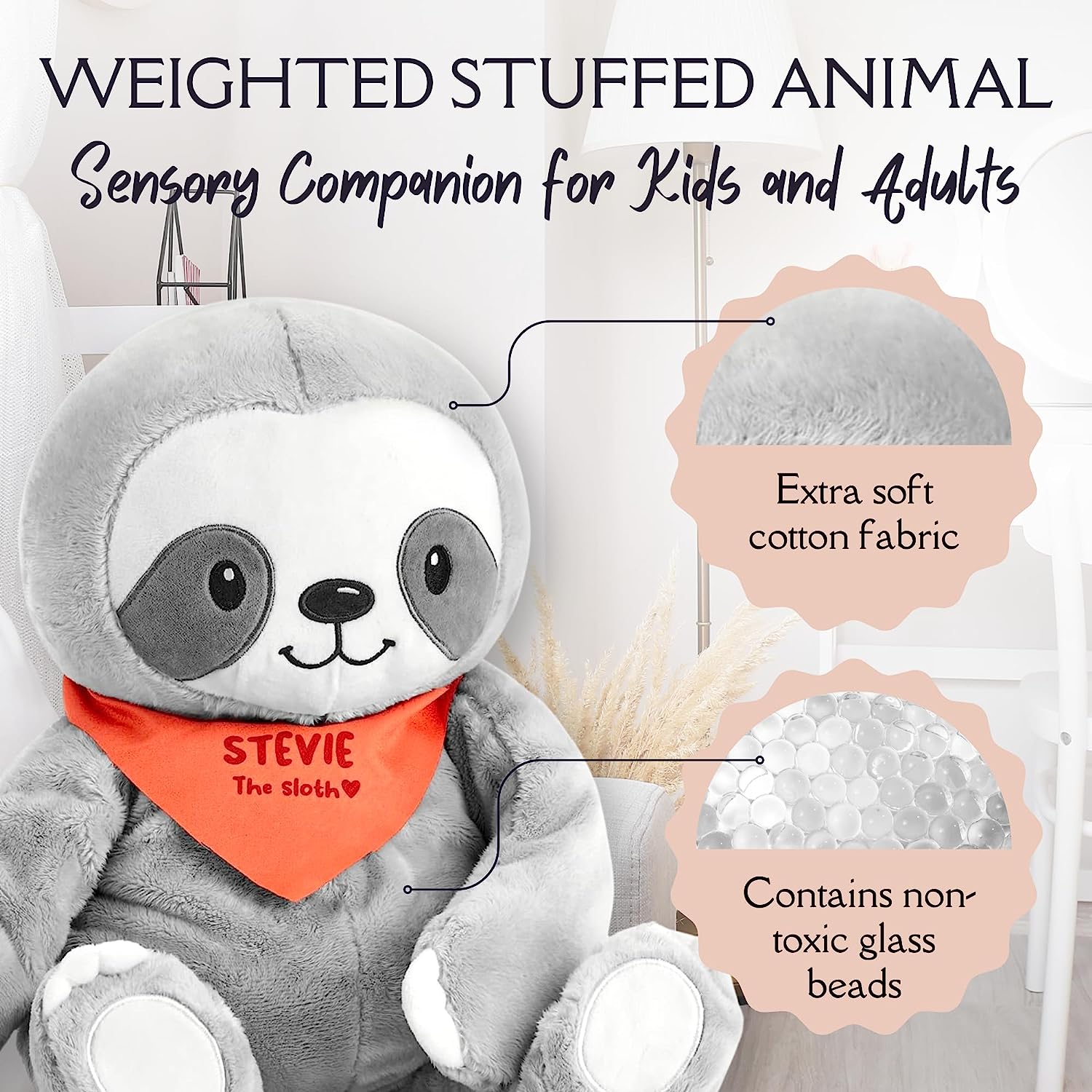Weighted Cuddlies Weighted Stuffed Animal 5 lbs Dog | Gifts for Comfort  Focus Sleep Sensory Needs | Large Plush Pillow for Boys Girls Kids & Adults  